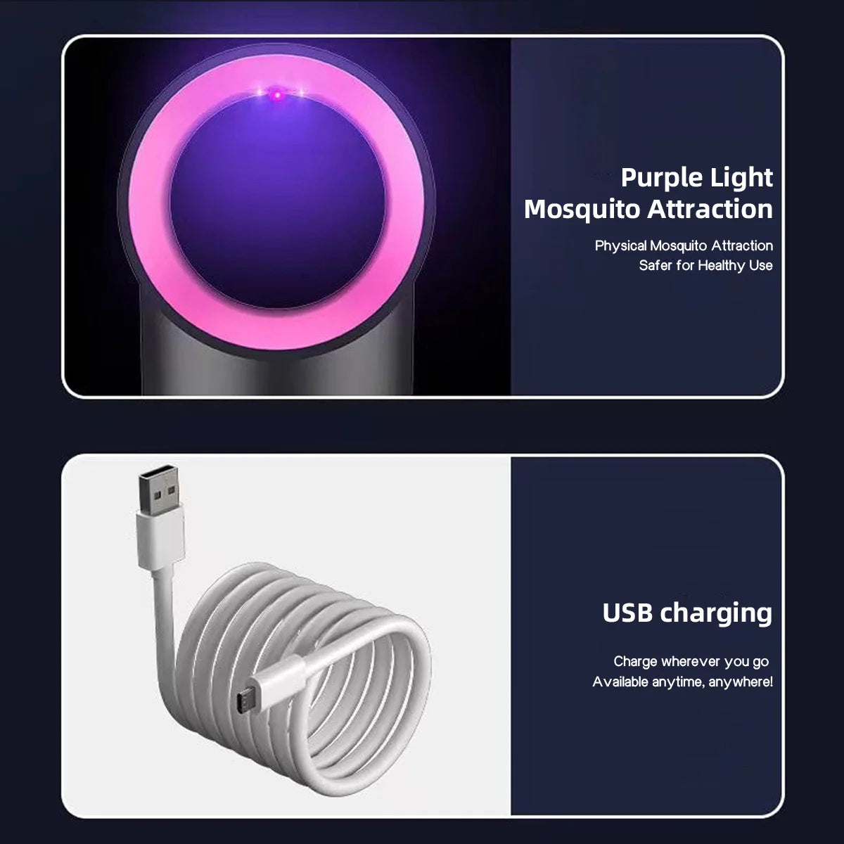New USB Electric Mosquito Killer Lamp for Home Use Powerful Suction Gravidtrap Portable Rechargeable Silent Mosquito Trap Lamp
