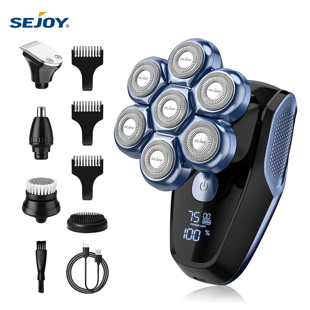Sejoy 6-in-1 7D Head Shavers for Bald Men Electric Razor with Nose Hair Trimmer Waterproof Multifunctional Men Grooming Kit Ürün ana görseli