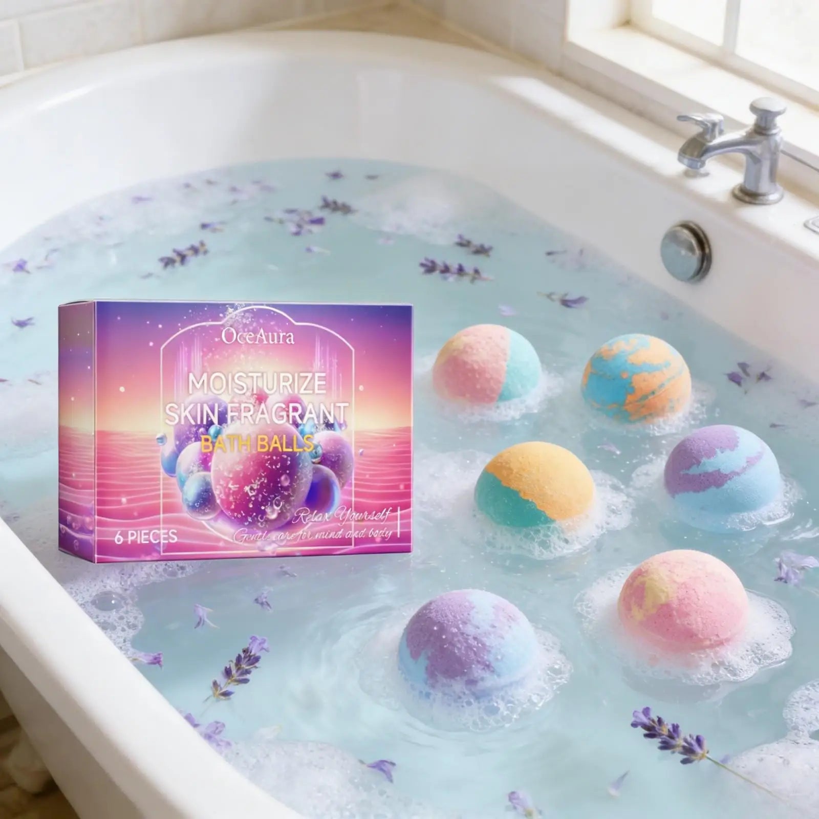OceAura Bath Bubble Balls Soft Smooth Clean Body Care Moisturizing Skin Elasticity Enhanced Shower Products Gift Sets for Woman Ürün ana görseli