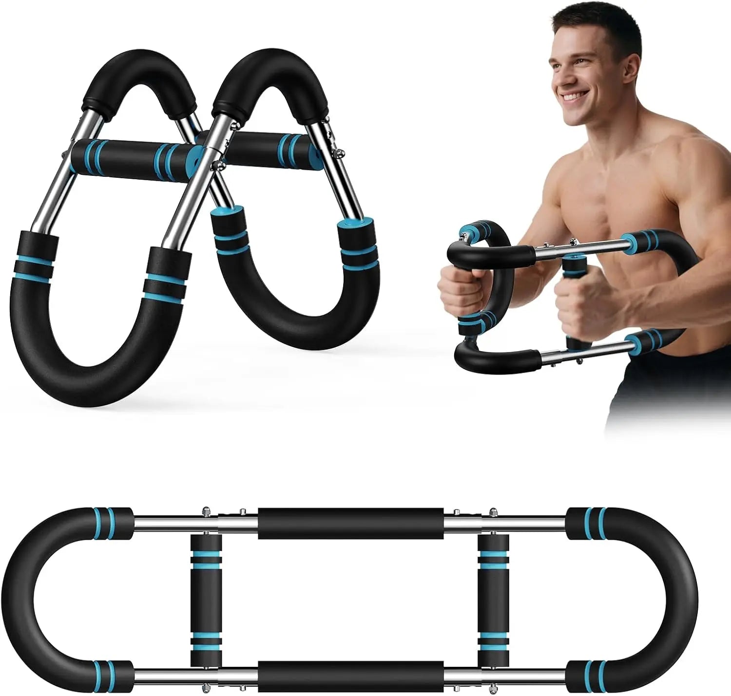 U Shape Arm Trainer Hand Gripper Non-Slip Grip 60-100lb Power Twister Bar Fitness Equipment for Gym Home Muscle Exercise