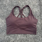 Solid Color Soft Tight Gym Yoga Underwear high strength shockproof Women Cross Back Fitness Bra Sport Top Comprehensive Butter