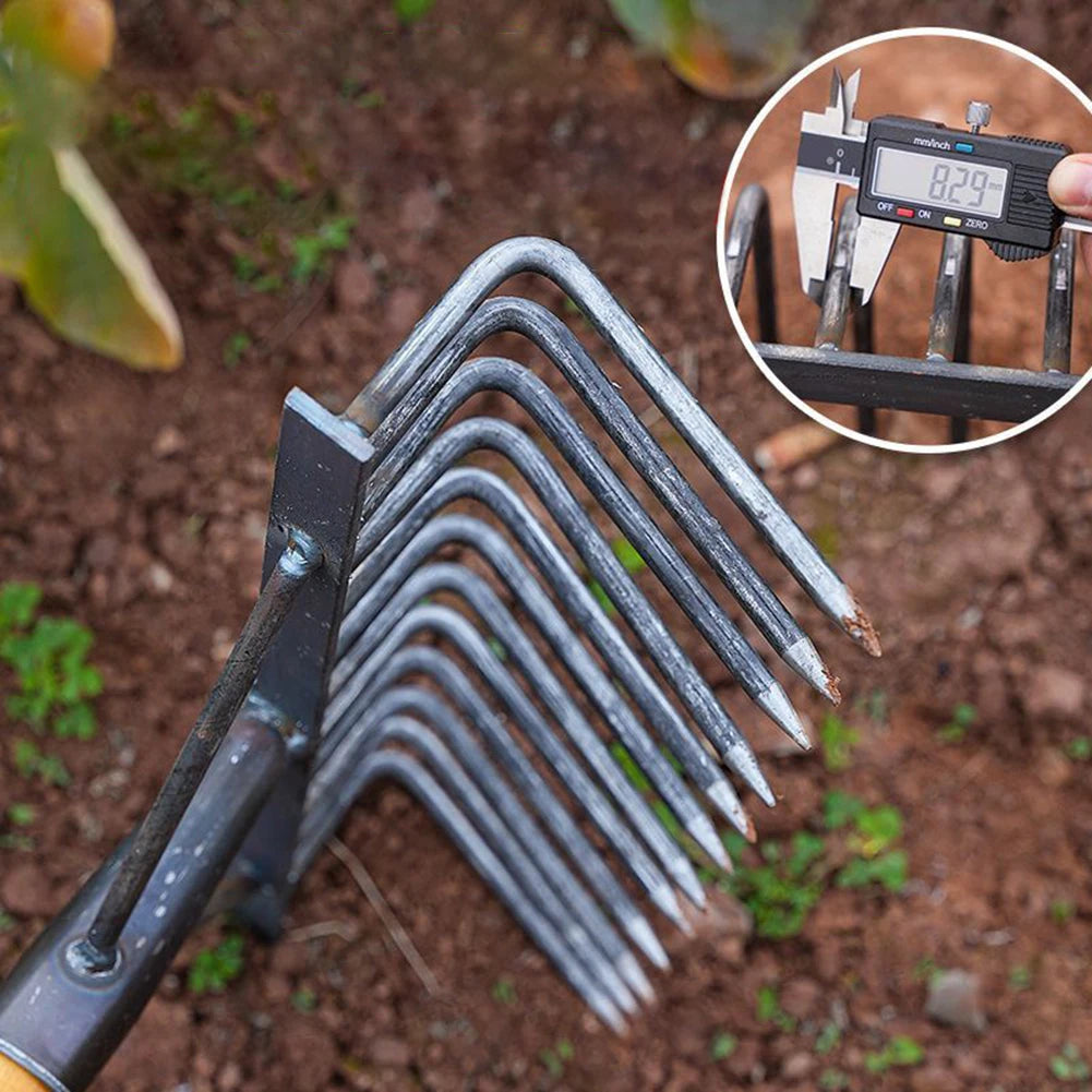 Weeding Hoe Rake 4/7/9/12 Teeth Farm Tool Weeding Scarifier Artifact Agricultural Nail Harrow Carbon Steel Garden Weeding Tools