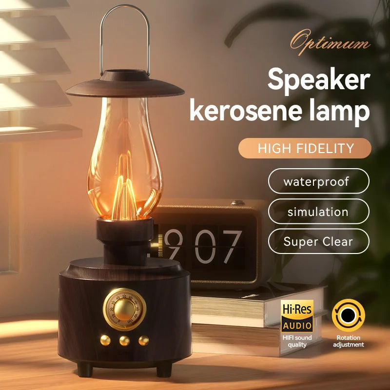 Retro Lamp Style Wireless Bluetooth Speaker with Portable FM Radio and USB Port Bluetooth 5.3 Suitable for Camping Home Decor