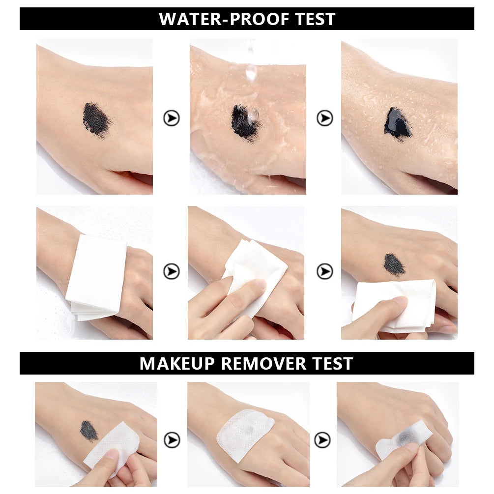 QIBEST 4D Black Mascara Waterproof Lengthening Curling Eye Lashes Rimel Mascara Silk Fiber Women Mascara Extra Volume 5g Makeup