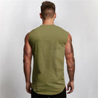 Summer Cotton Breathable V-neck Tank Tops Gym Workout Running Sport Sleeveless Shirt Mens Fitness Bodybuilding Muscle Clothing