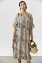 Animal Fiber Fabric~ Casual Dress for Women, Ruffled Silk Dress, Designer Niche Silk Long Dress, New Women's Fashion