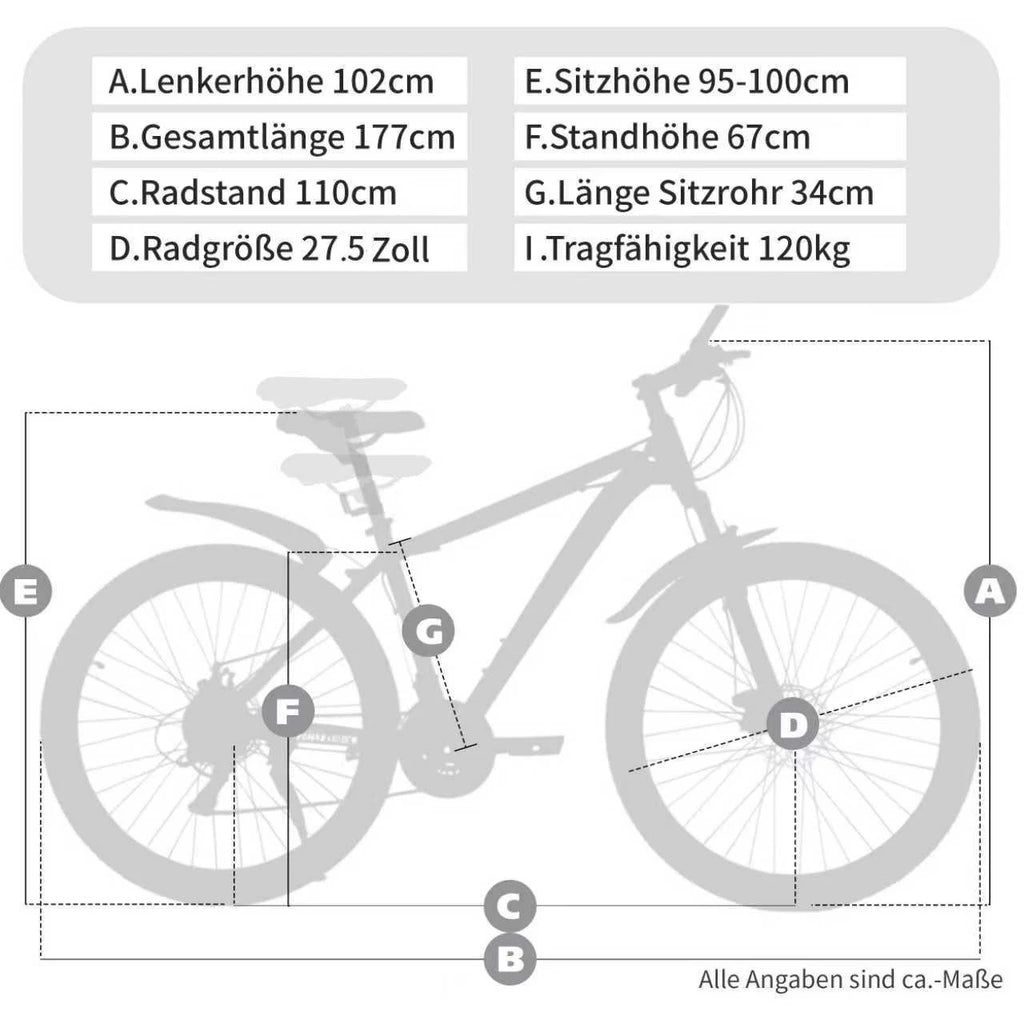 Vankel 27.5 Inch Mountain Bike for Adults,21-Speed Gear System, Dual Disc Brakes, All-Terrain Bicycle for Men & Women Bike Gifts