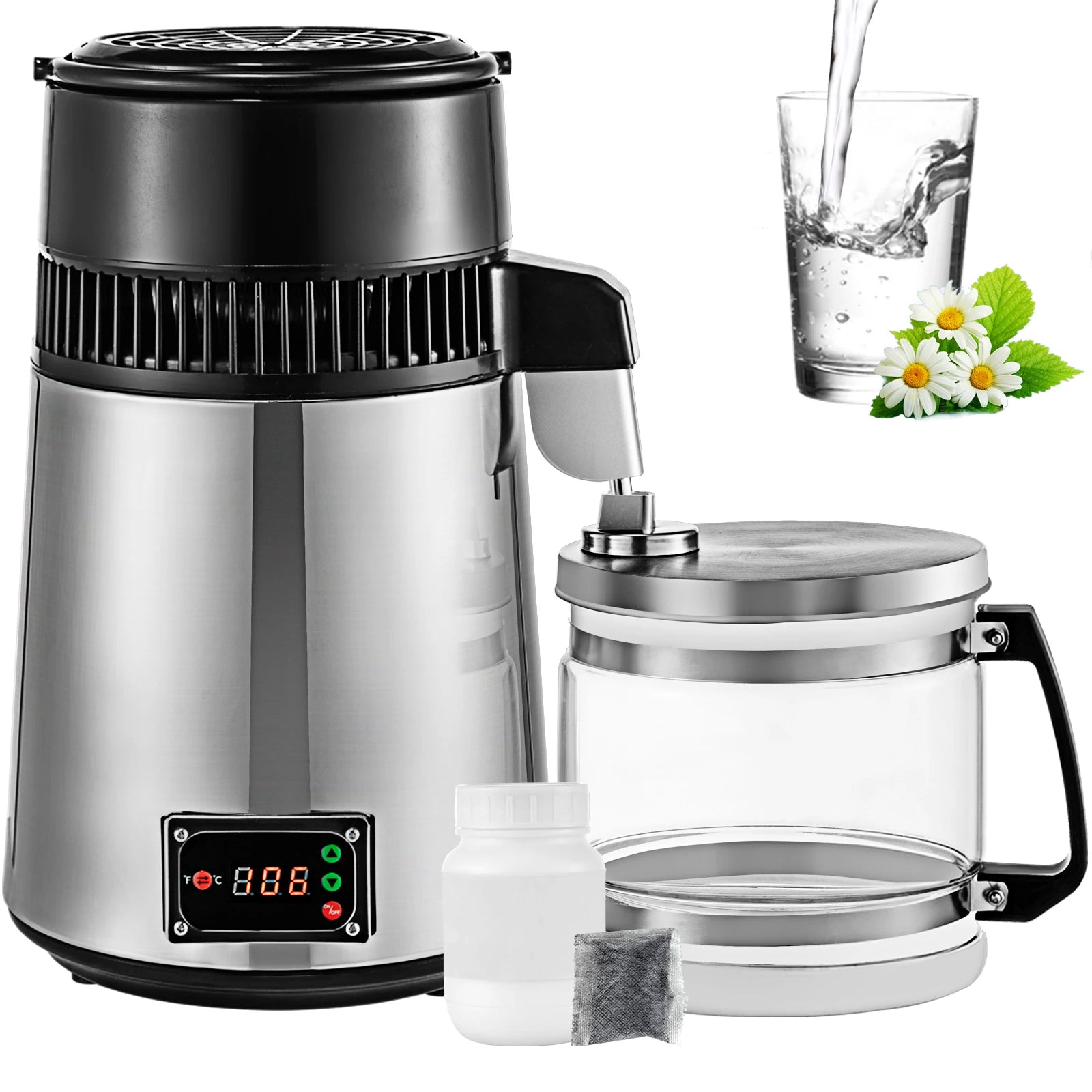 SucceBuy 4L Water Distiller Purifier Filter Dispenser Drinking Softener Dual Temp Display Overheat Protection Home Appliance Ürün ana görseli