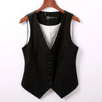 #0709 Spring Autumn Suit Vest Women Sleeveless Jacket Short Office Vest Coat Slim Single Breasted Vest Waistcoat Female Black
