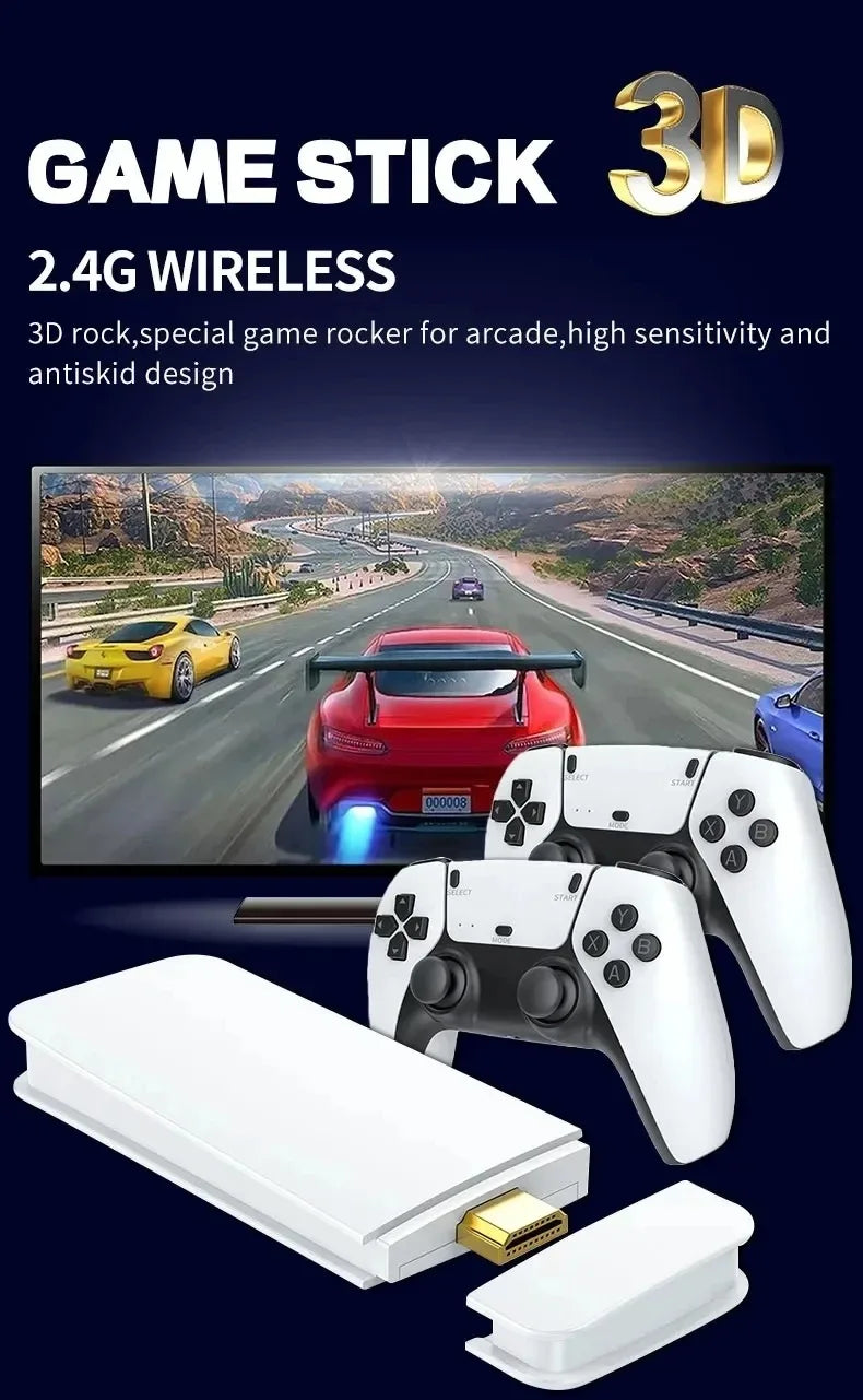 4K HD 64G Video Game Console: M15 Game Stick with 40000+ Classic Arcade Games, Dual Wireless Gamepads Two-Player TV System