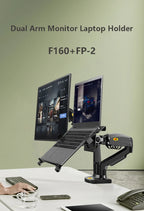 Desktop NB F160 + FP-2 Gas Spring Dual Arm for 17"-27" Monitor Holder + 10"-17" Laptop Support Air Press Mount Stand Load 2-9kg