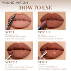 4pcs/Set Long Lasting Waterproof Lip Makeup Kit - Soft Smooth Creamy Lipliner Lipstick & lip gloss lip oil Set