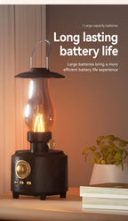 Retro Lamp Style Wireless Bluetooth Speaker with Portable FM Radio and USB Port Bluetooth 5.3 Suitable for Camping Home Decor