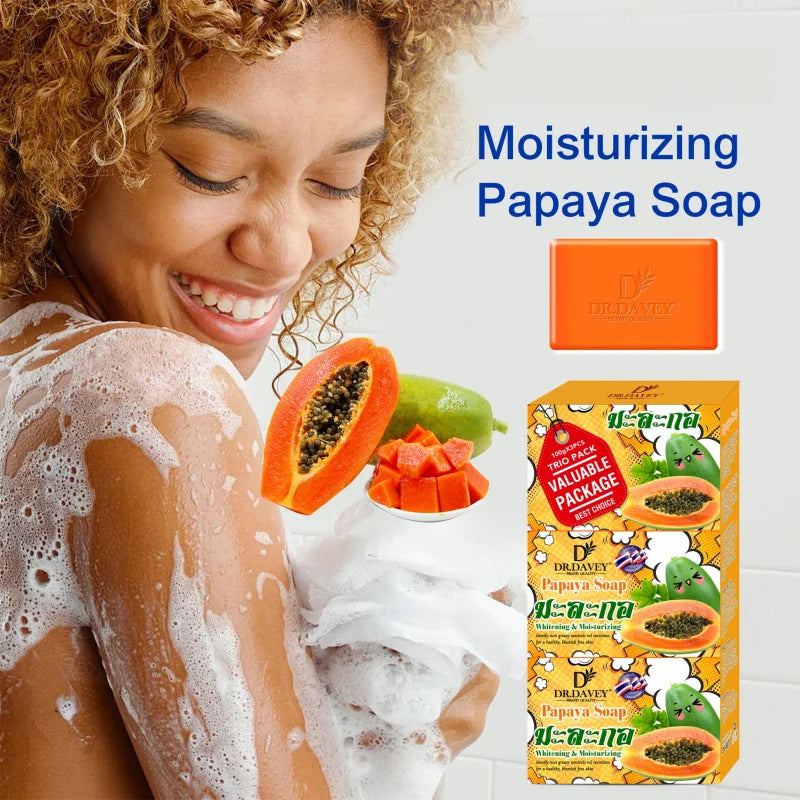 3pcs Papaya Soap Cleansing and moisturizing handmade soap for bathing, face washing, and skin moisturization Secondary image