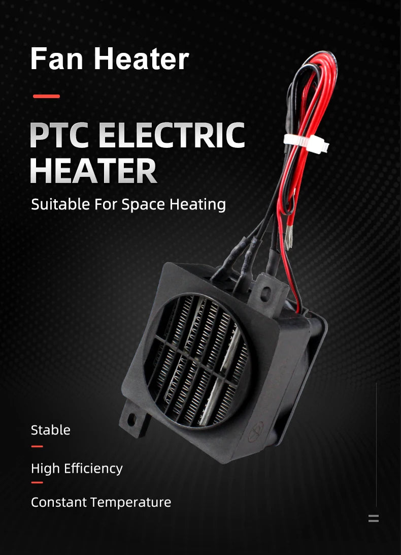 12V 24V 48V 110V 220V PTC Heater 50~400W Ceramic Thermostatic Insulated Heater With Fan Pet Insulation Incubator Electric Heater