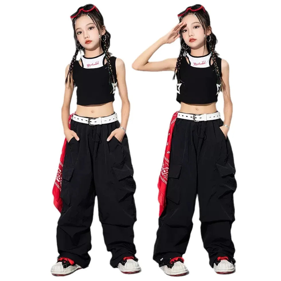 Cargo Pants for Teenage Kids New Summer Streetwear Hip Hop Sweatpants for Girls Baggy Wide Leg Straight Trousers 6 8 10 12 14 Y