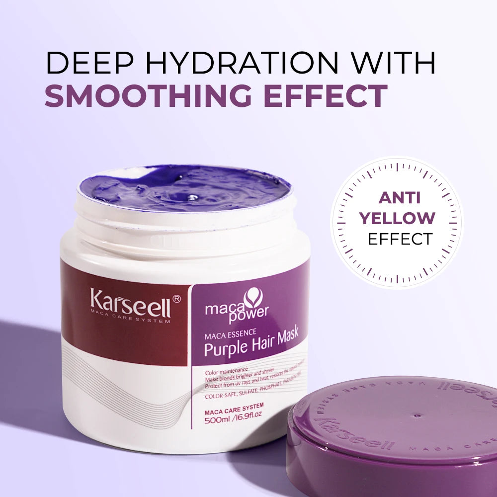 Karseell Purple Hair Mask 100ml/500ml Professional Neutralizes Brass Yellow Tones  For Blonde Silver Gray Highlighted Hair Ürün ana görseli