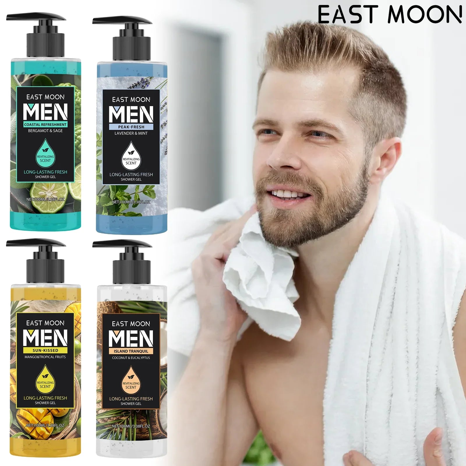 Men's Eucalyptus Coconut Body Wash Deep Cleansing Shower Gel Refreshing Scent Long Lasting Fragrance Oil Control 100ml Ürün ana görseli
