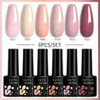 LILYCUTE 6PCS Gel Nail Polish Set Summer Neon Nail Gel Kits For DIY Nail Vernis Semi Permanent UV Lamp Gellak Nail Varnish Set