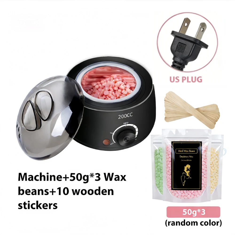 200CC Wax Heater Warmer Hair Removal Machine For Hand Foot Body SPA Epilator Paraffin Wax Pot +Wax Beans + Wood Sticks