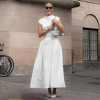 Talenza White Polka Dot Long Dress Summer Sexy High-Waisted Vintage Print Sleeveless Dress Casual Party Vacation New Women Dress