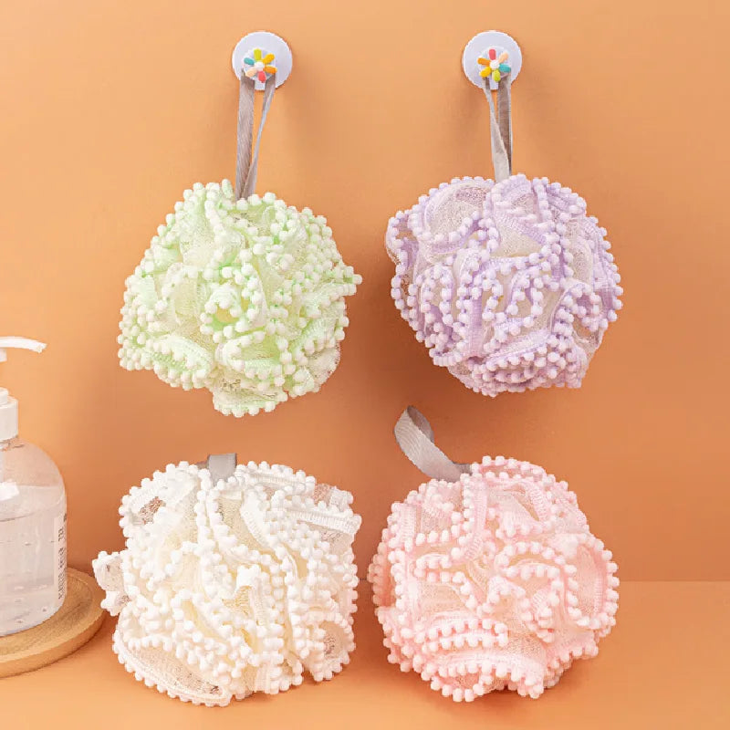 Soft Mesh Bath Sponge Balls Skin Cleaning Brush Shower Puff Body Cleaner Exfoliating Scrubbers Bath Flower Bathing Accessories Ürün ana görseli