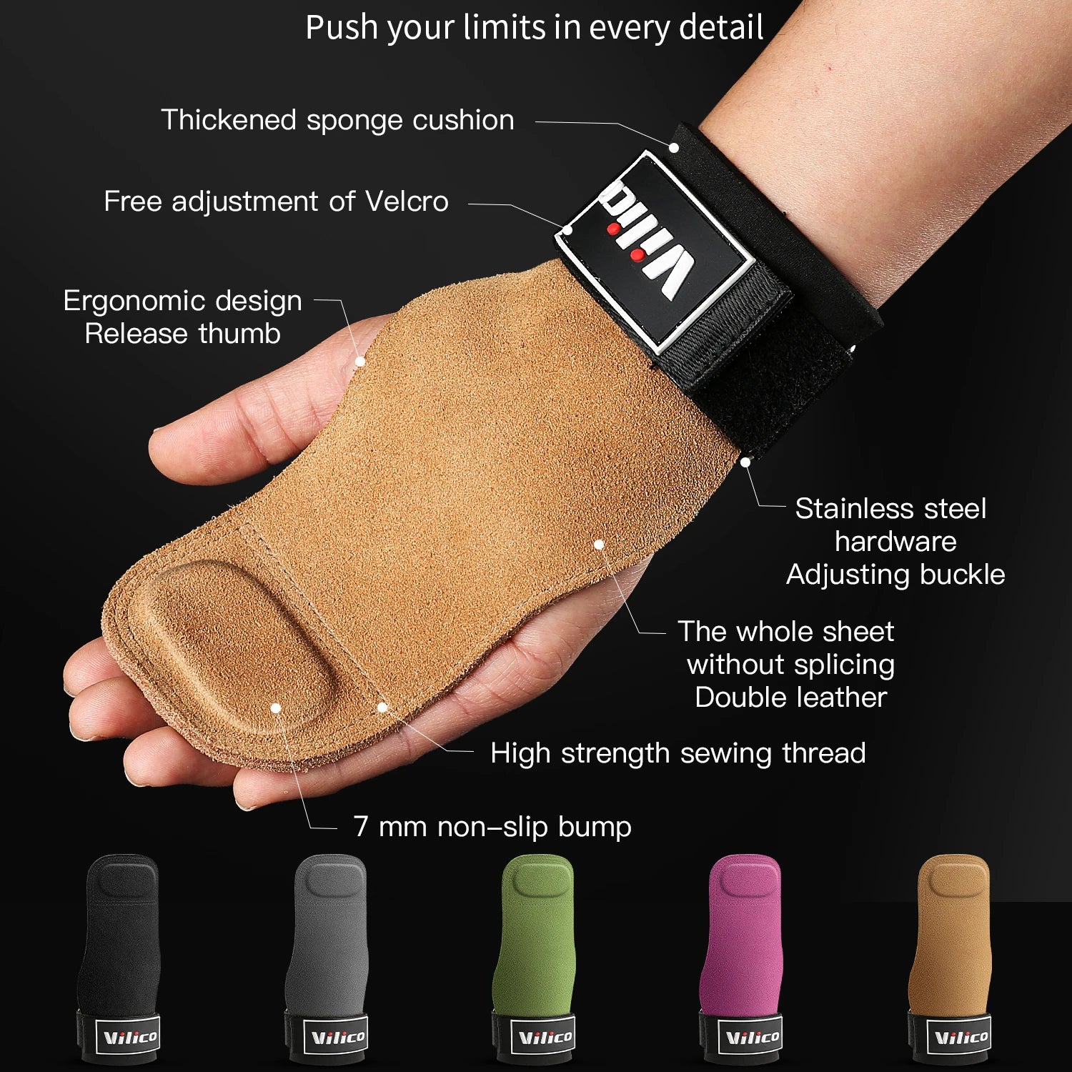 2Pcs Gym Gloves Fitness Hand Palm Protection Equipment Anti Slip Wear-resistant Wrist Protection Hard Pull Grip Strength Gloves Ürün ana görseli
