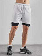 Print 2 in 1 Running Workout Shorts for Men Christian Gym Athletic Performance Shorts with Phone Pocket Towel Loop Activewear