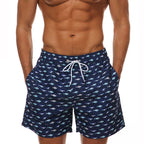 DATIFER Summer New Fashion Polyester Men Shorts Beach Quick Dry Printing Swimsuit Plus Size Mesh Liner Surfing Gym Shorts Men