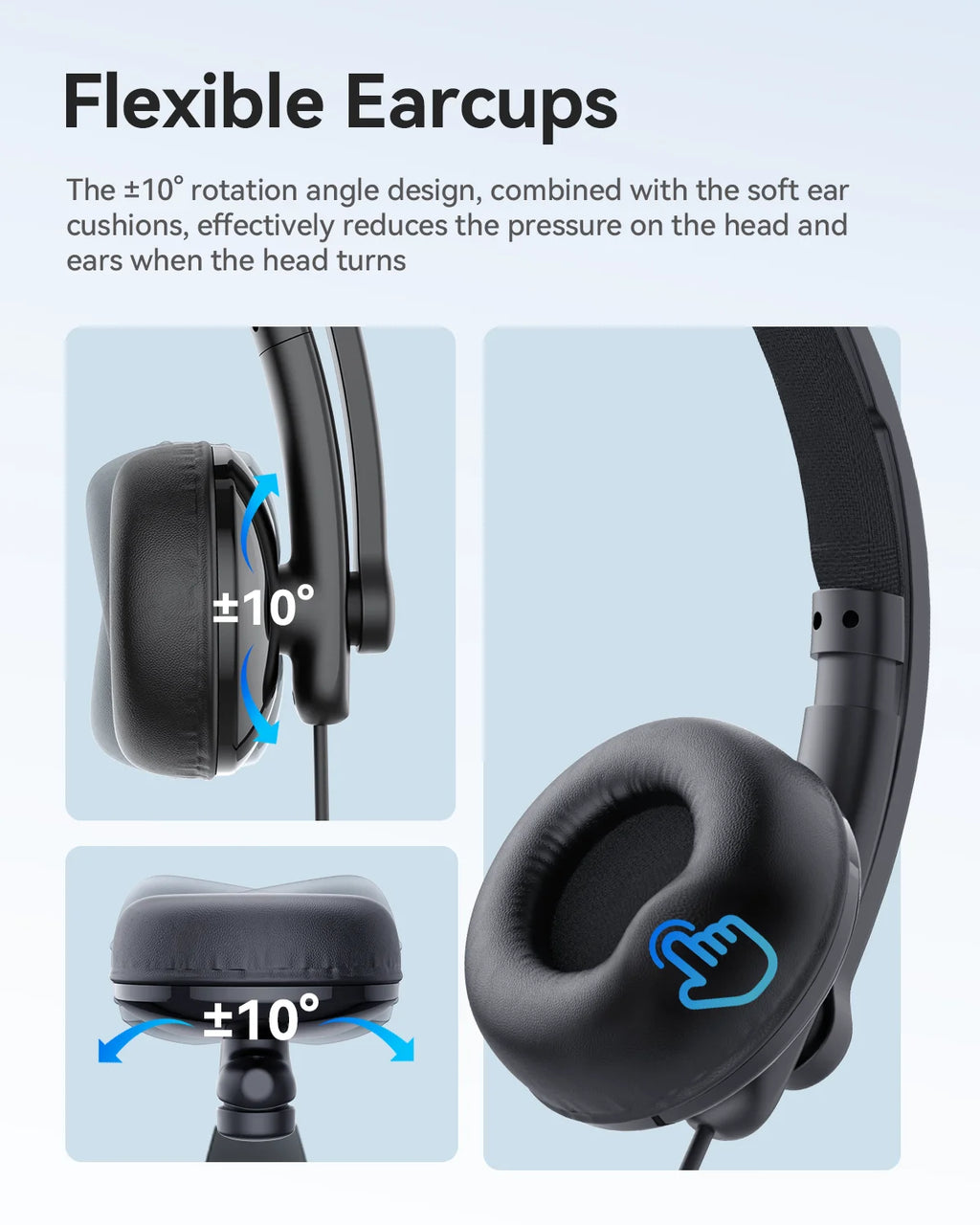 EMEET Wired Headset with Microphone Call Center USB Headphones ENC Noise Cancelling Office Cable Earphones for Phone/PC Computer