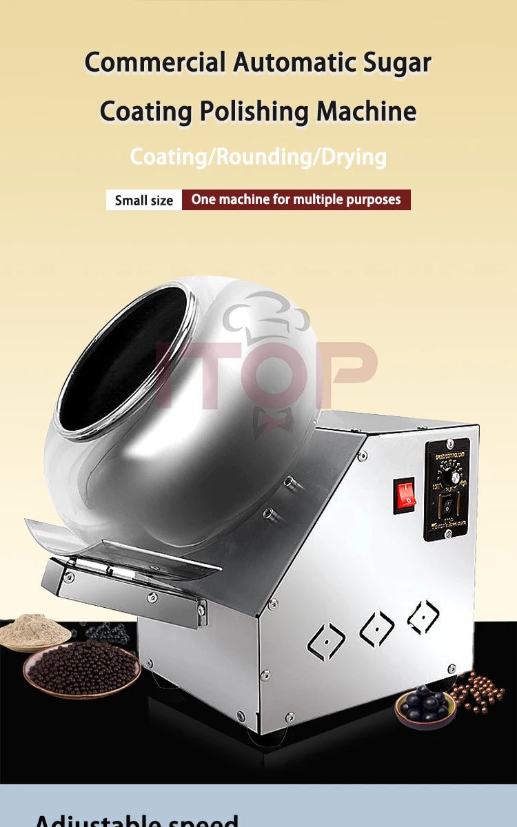 ITOP Chocolate Sugar Coasting Machine 30cm Roller Commercial Small Candy Coater Machine Chocolate Bean Coating Dragee Machine