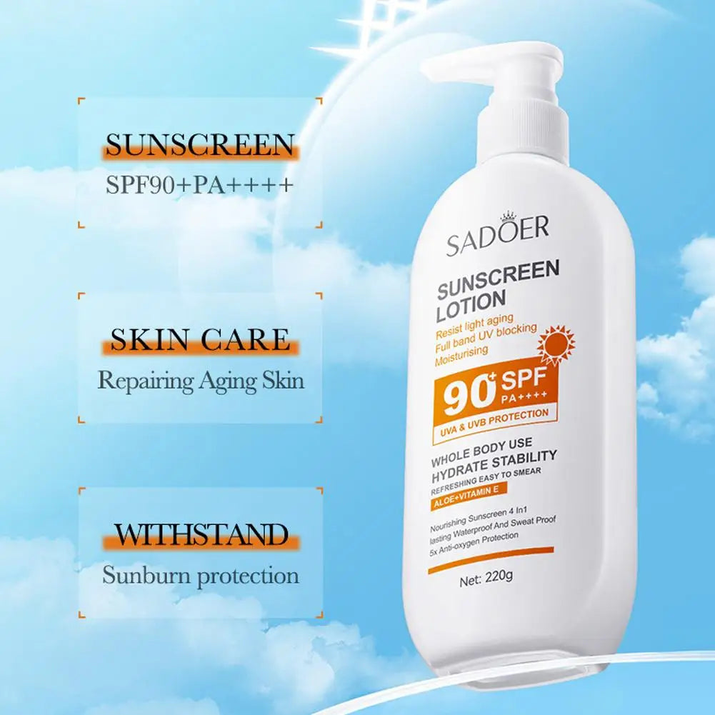 SPF90 PA+++ UVA/UVB sun protection for whole body Anti-aging Refreshing Sunscreen Aloe vitamin E UV Protection sun block