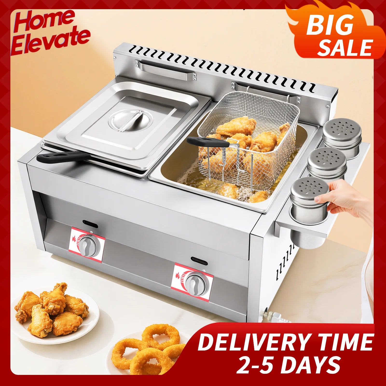 Dual Tank Commercial Gas Deep Fryer Stainless Steel 2x6L Capacity 50-380°C Temperature Control Restaurant Fast Food Snack Shop Ürün ana görseli