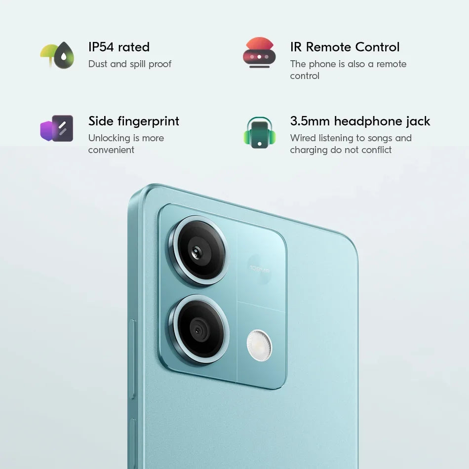 Global firmware  Xiaomi Redmi Note 13 5G Smartphone 128GB 256GB ROM Dimensity 6080 6.67'' AMOLED Screen 5000mAh 33W used phone