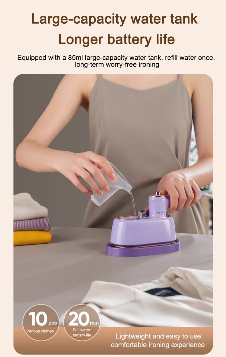 Handheld Vertical Garment Steamer Mini Travel Clothes Ironing Machine Fast-Heat Travelling Fabric Steam Iron Wet Cleaning Brush
