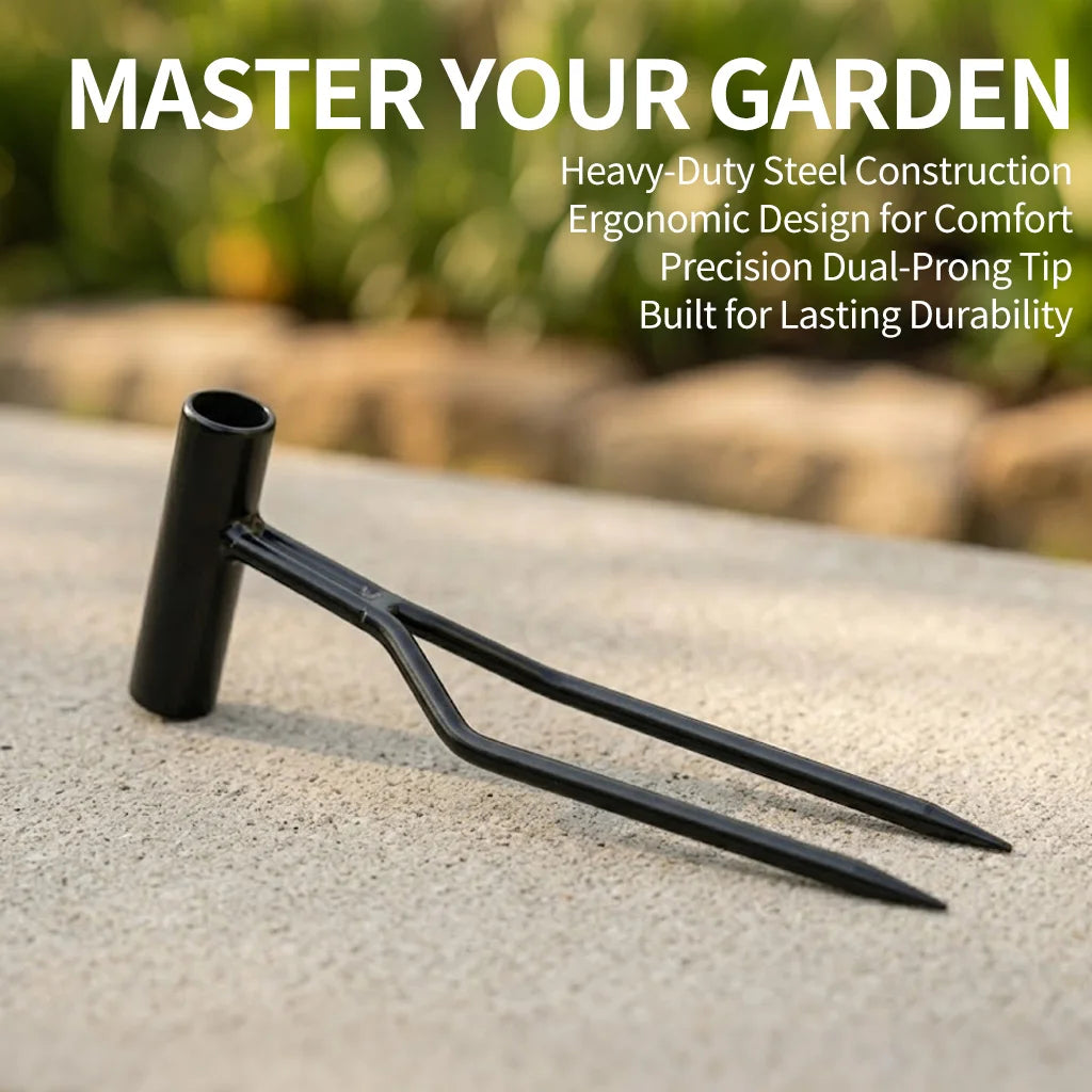 Handheld Dual-Prong Gardening Fork Carbon Steel Weeder Tool for Home Gardening & Soil Loosening Ürün ana görseli