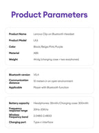 Lenovo LK6 Over Ear Wireless Bluetooth 5.4 Headphones Sound Quality Noise Reduction Ear Clip Earphones Long Endurance Earsets