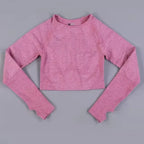 Long Sleeve Gym Crop Top Sports Yoga Top Women Seamless T-Shirts Fitness Crop Top Sport Active Wear Workout Athletic Shirts