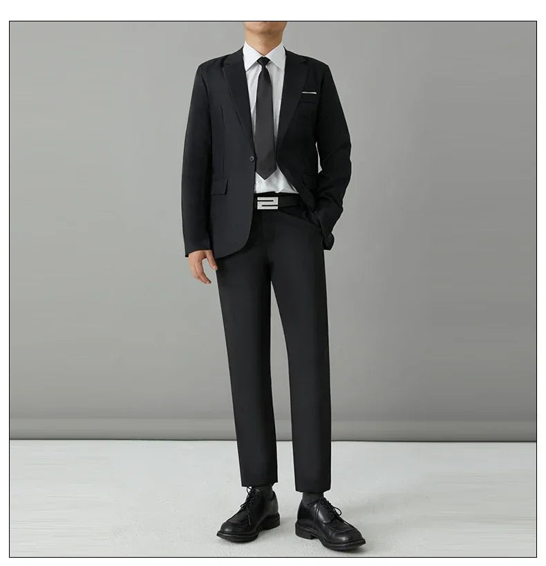 S-8XL Suit Men's Fashion Casual Outdoor (Blazer+ Pants) Gentleman Business Wedding Slim-fit Formal British Style Wedding Suit