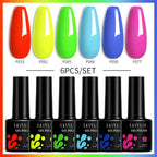 LILYCUTE 6PCS Gel Nail Polish Set Summer Neon Nail Gel Kits For DIY Nail Vernis Semi Permanent UV Lamp Gellak Nail Varnish Set
