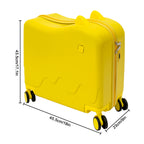 18 Inch Ride-On Suitcase, Cute Luggage with Internal Mesh Pocket, Storage Box with Swivel Casters for Short Trips, Yellow