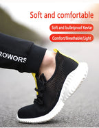 summer work shoes with protection breathable Lightweight safety shoes with iron toe anti-stab anti-slip working summer shoes