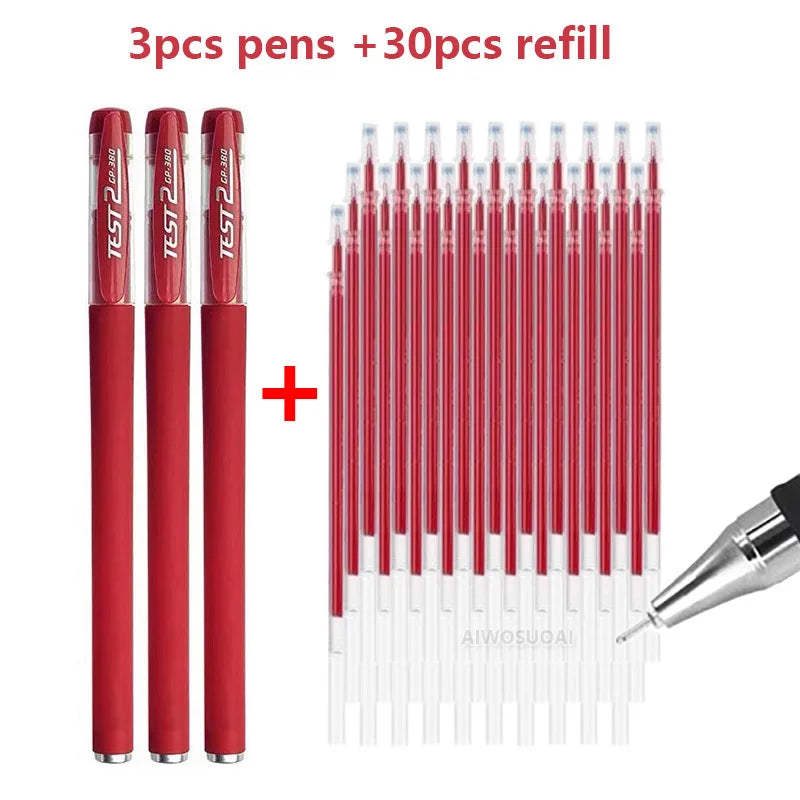Gel Pens Set 0.5mm Black Blue Red Refill Gel Pen Bullet Tip School & Office Supplies Stationery Kawaii Accessories Stationery