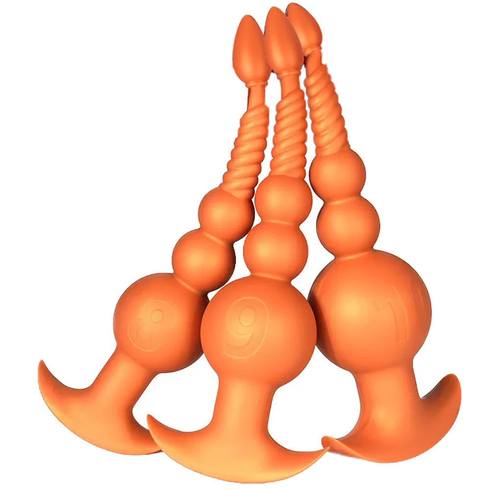 3-10cm Huge Anal Plug with Tail Sex Toys for Adult Games Couples DIY Cosplay Big Butt Plug Silicone Soft Long Anal Beads Women