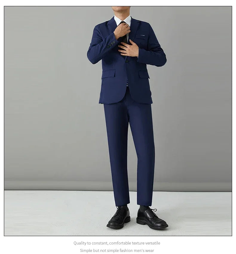 S-8XL Suit Men's Fashion Casual Outdoor (Blazer+ Pants) Gentleman Business Wedding Slim-fit Formal British Style Wedding Suit