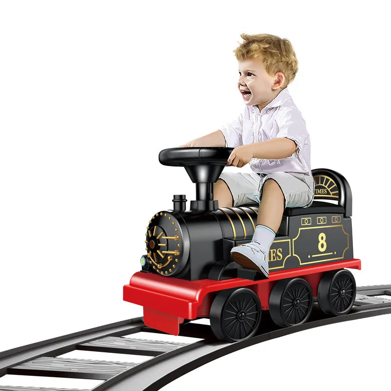 Kids Train Riding Toy Ailway Classical Electric Model Can Carry A Small Train Rail Car Children's Baby Walker Stroller Toys Boys Ürün ana görseli