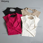 Sexy Backless Sports Vest Women Fixed Chest Pad Tight Quick-Drying Slim Fit Yoga Top Breathable Fitness Shirt