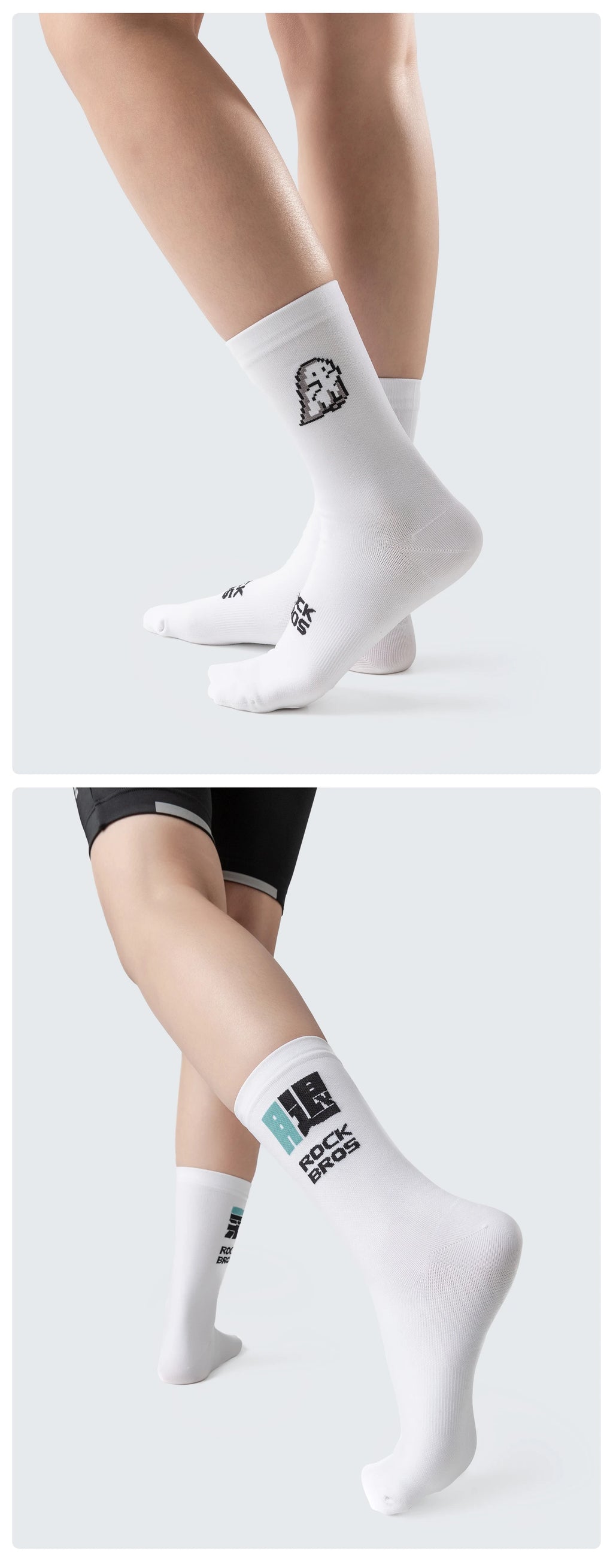 ROCKBROS Cycling Socks Breathable Sweat-wicking High Elastic Soft Knee-high Socks Men Women Outdoor Sports Jogging Cycling Socks