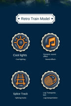 Kids Retro Electric Steam Train Rail Toys Classical Railway Freight Train High-Speed Tracks Train Model Boys Toys Christmas Gift