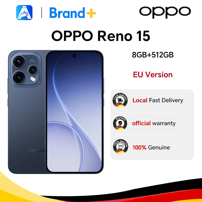 Eu version smartphone OPPO Reno15 5G 8GB+512GB Blue,Snapdragon 7 Gen 4,6500mAh,80W ,6.59inches,50MP OIS Camera,Official Warranty Ürün ana görseli